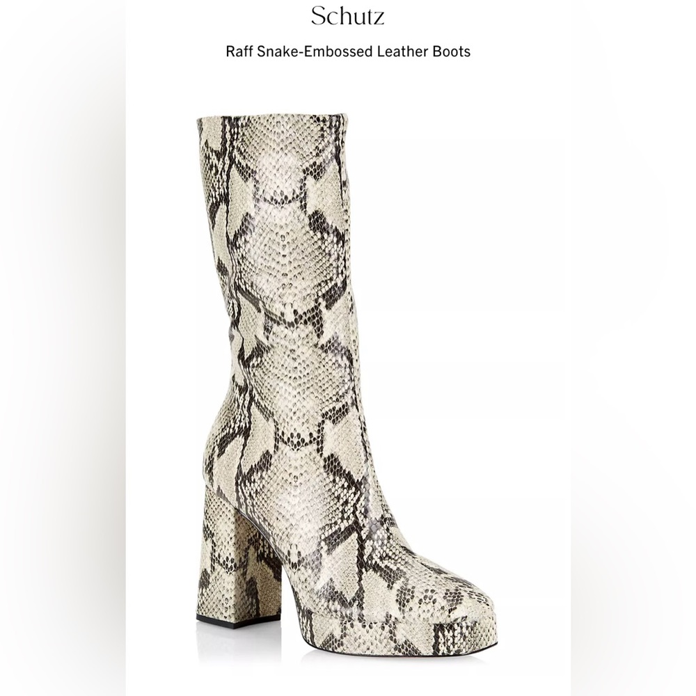 Schutz Raff Snake-Embossed Leather Boots